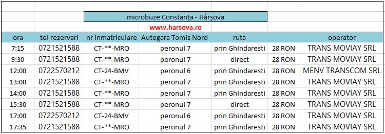 Microbuze Constanta Harsova program curse transport 2022