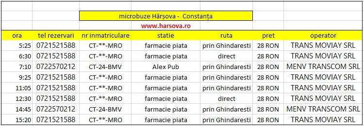 Microbuze Harsova Constanta program curse transport 2022